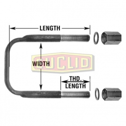 Euclid E-UB8575-126 Forged-Top U-Bolt Assembly with Nuts and Washers, 1" x 5 x 12.75" Square