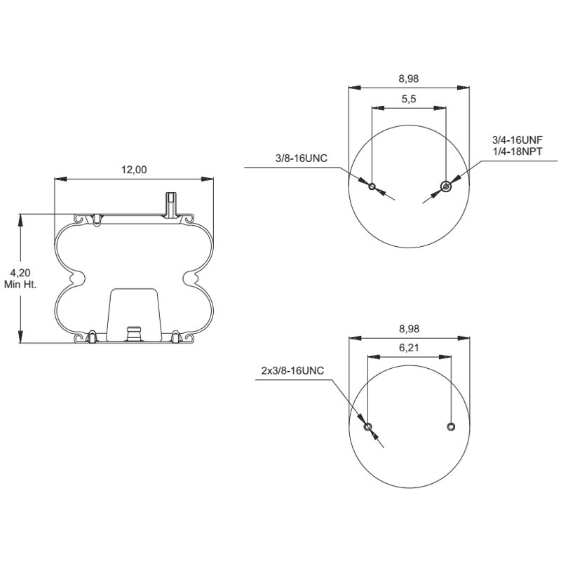 887403 Air Bag, Replaces Hendrickson Trailer S1159, Granning 2725, and ...