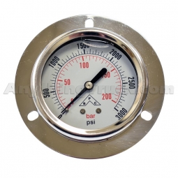 Buyers Products HPGP3 Silicone-Filled Hydraulic Pressure Gauge, Flange-Mounted, 0-3000 PSI