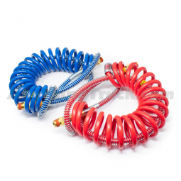 Phillips 11-3400 Coiled Air Hose Kit, Power Grip, 15', 1 Red, 1 Blue, One 40" Lead on Each Hose