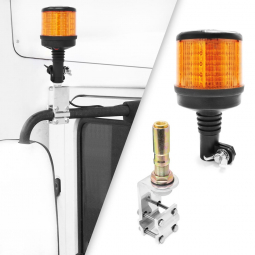 Amber LED Flashing Light Beacon With Mirror Mounted DIN Pole Mount