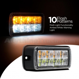 Pro LED 389AC Amber/White Warning Light, 10 Flash Patterns, Multi-Light Functionality, 10-30 VDC