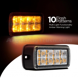 Pro LED 389A Amber Warning Light, 10 Flash Patterns, Multi-Light Functionality, 10-30 Volts DC