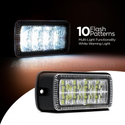 Pro LED 389C White Warning Light, 10 Flash Patterns, Multi-Light Functionality, 10-30 Volts DC