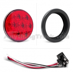 Pro LED 407RKIT 7-Diode 4" Round Red LED Stop/Tail/Turn Light Kit Includes Grommet & Plug