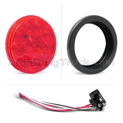 Pro LED 410RKIT 10-Diode 4-Inch Round Red LED Stop/Tail/Turn Light with Grommet & Plug