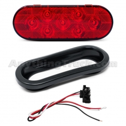 Pro LED 607RKIT 7-Diode 6" Oval Red LED Stop/Tail/Turn Light Kit Includes Grommet & Plug