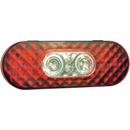 Grote 54682 6" Oval LED Stop, Tail, Turn With Integrated Backup Light, Standard Pigtails