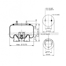 AB1DK25B-8752 Air Bag, Replaces Watson & Chalin AS-0084 and Ridewell 1003588752C