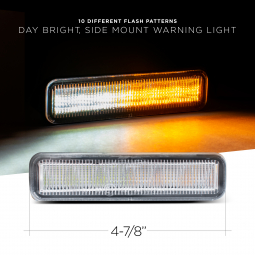 Pro LED 376AC Amber/White LED Side-Mount Warning Light, 10 Flash Patterns, Multi-Light Functionality