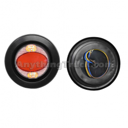 Pair of 2-1/2" Round Red LED Marker Lights With Amber Warning Flash Function
