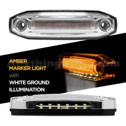 Pro LED 6980A 5" Long Amber LED Side Marker Light With White Ground Illumination