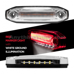 Pro LED 6980R 5" Long Red LED Side Marker Light With White Ground Illumination