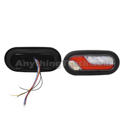 Pair of 6" Oval Stop, Tail Turn Lights With Reverse & Warning Light Functions