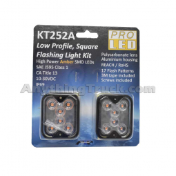 Pro LED KT252A Low Profile Square Amber Flashing Lights With 17 Flash Patterns