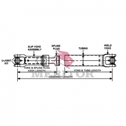 Meritor R10270SF PTO Shaft Kit, Includes 10N318KX 16-Spline Slip Yoke