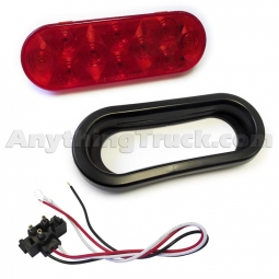 Pro LED 610RKIT 10-Diode 6" Oval Red LED Stop/Tail/Turn Light with Grommet and Plug