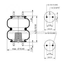 ABSP2B12RA-6960 Air Bag, Replaces Granning 7025 Air Spring