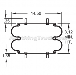 Firestone W01-358-7135 Air Bag, Replaces Neway 90557001 Air Spring