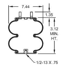 ABSP2B07RA-7505 Air Bag, Replaces Hendrickson 001347 & Firestone W013587505