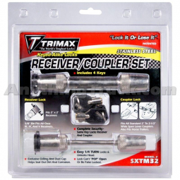 Trimax SXTM32 Stainless Receiver and Coupler Lock Set - Couplers Up To 2-1/2" Wide